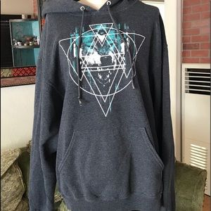 Hawk hoodie in dark grey with logo and wolf